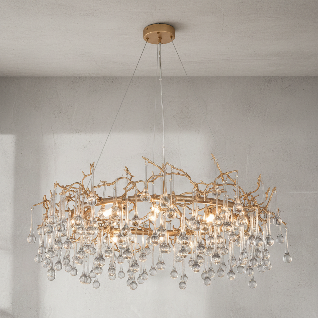 Luster Gaze Veridian Bloom Round Chandelier - Background Shot