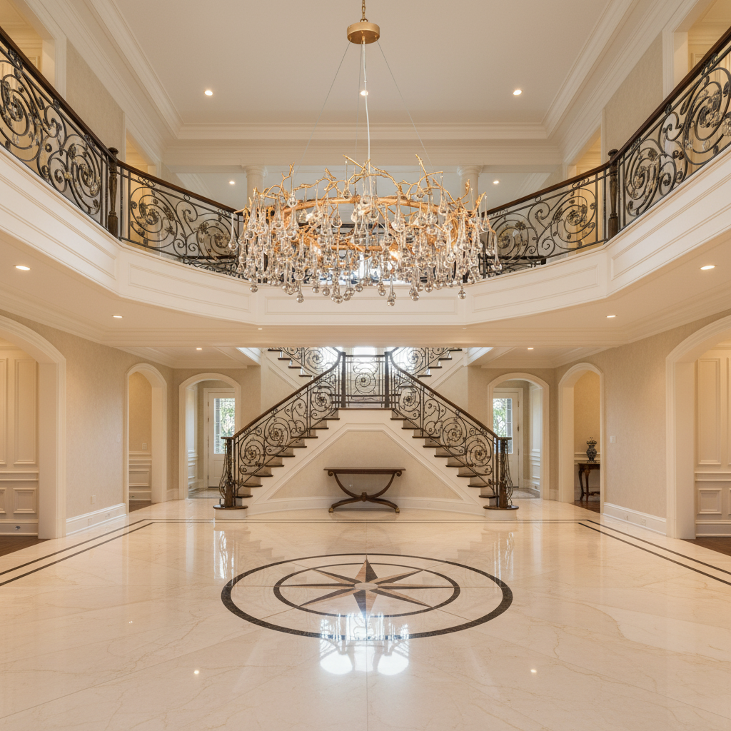 Luster Gaze Modern Round Small Water Drop Branch Chandelier - grand American foyer with two-story ceiling