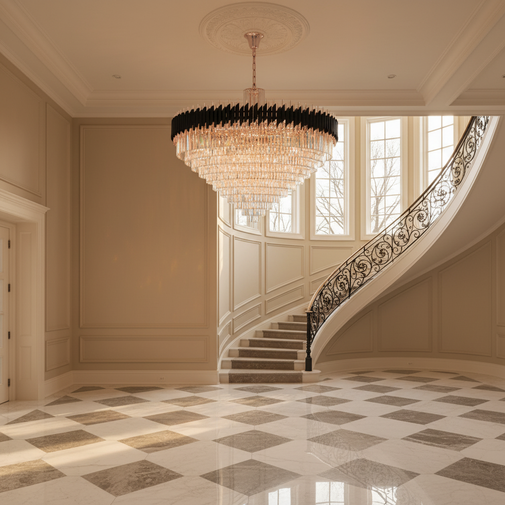 Luster Gaze 60 Inch Luxury Modern Round Crystal Chandelier Lighting for Living Room - grand American estate foyer