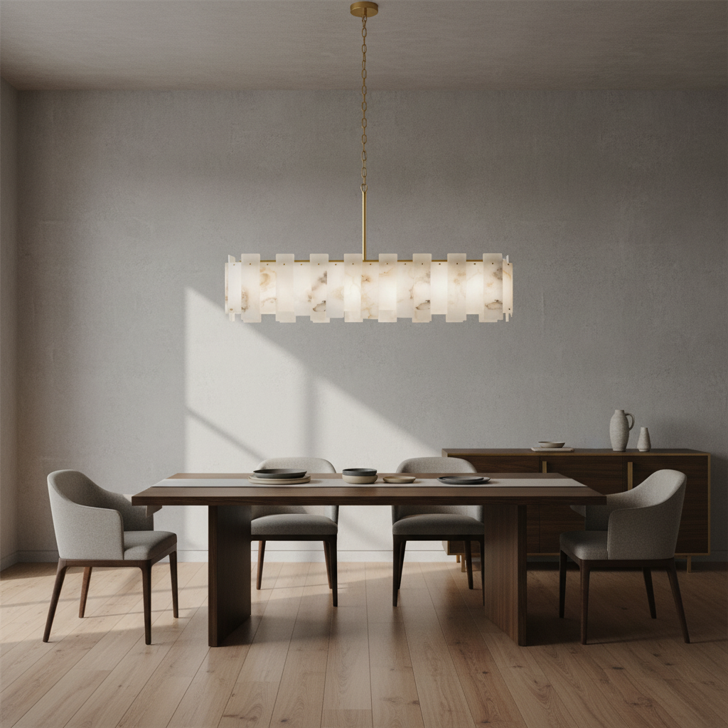 Luster Gaze Alabaster Horizon Linear Chandelier - Background Shot