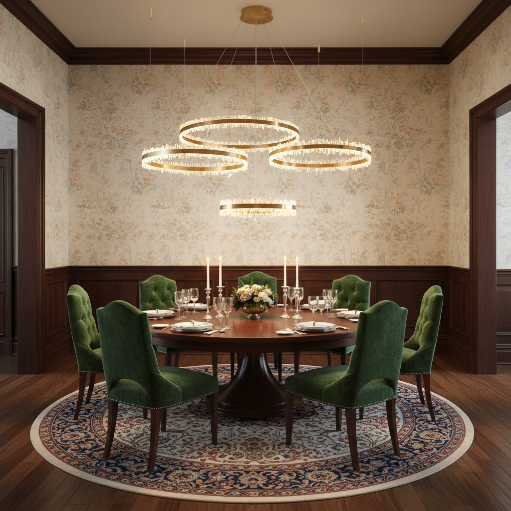 Luster Gaze Aura Quartz Ring Chandelier - formal American dining room