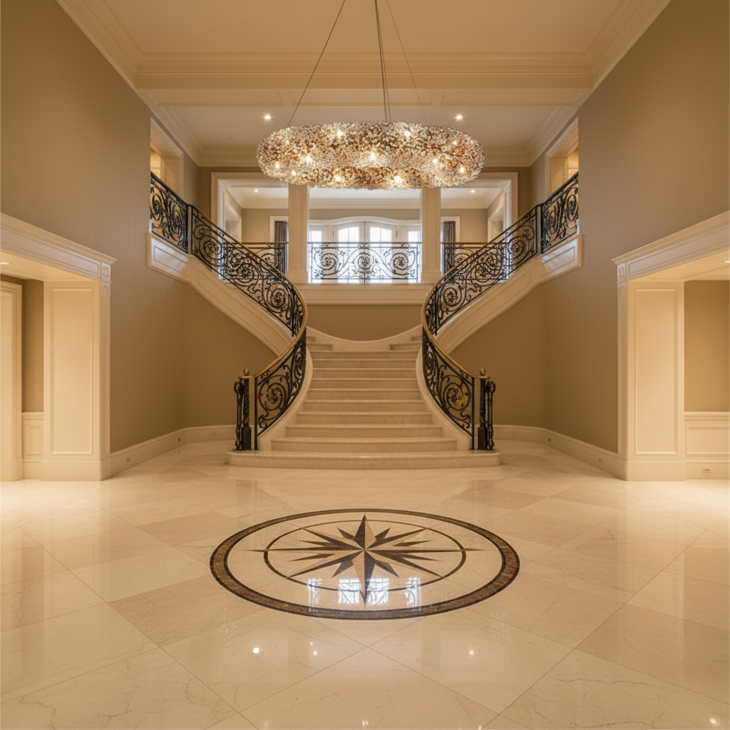 Luster Gaze Radiant Halo Crystal Ring Chandelier - grand American foyer with two-story ceiling
