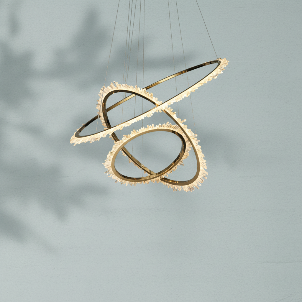 Luster Gaze Radiant Halo Rock Crystal Ring Chandelier - Background Shot