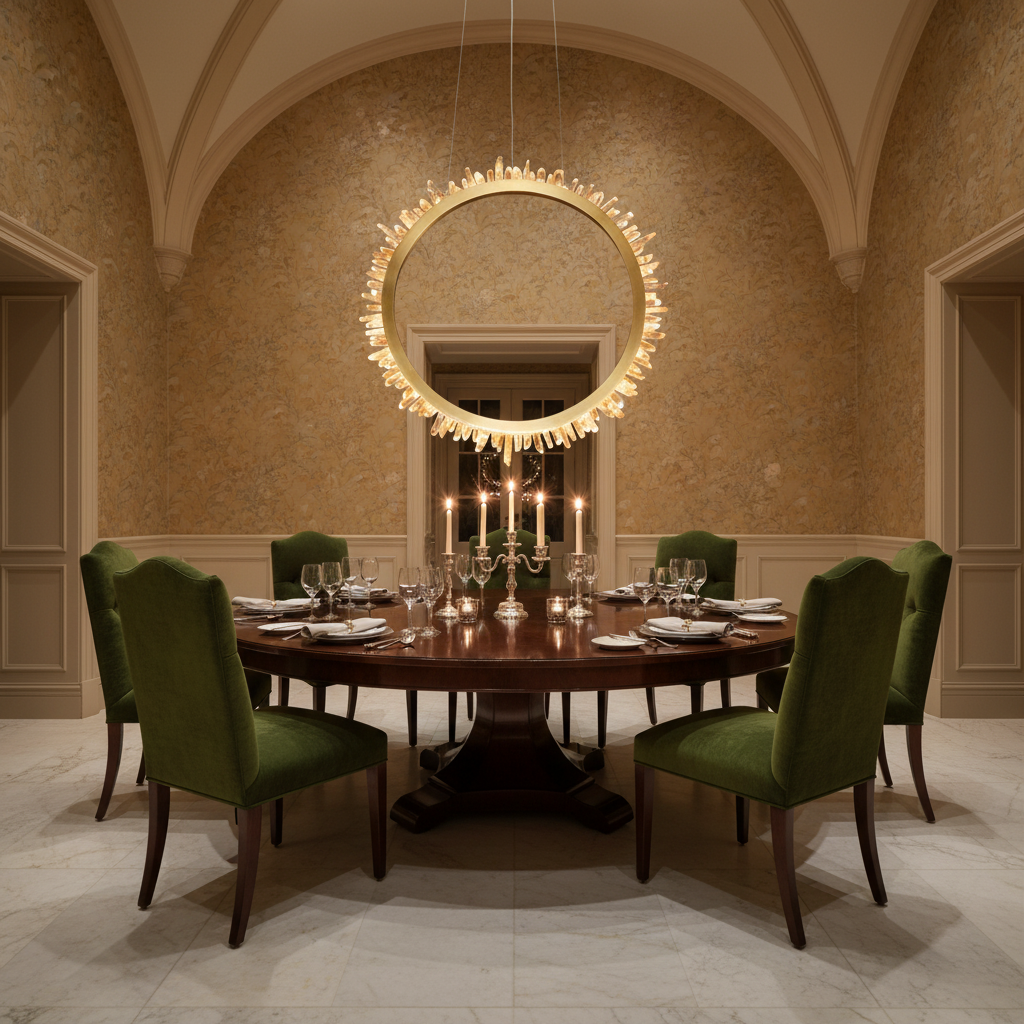 Luster Gaze Radiant Halo Rock Crystal Ring Chandelier - formal American dining room
