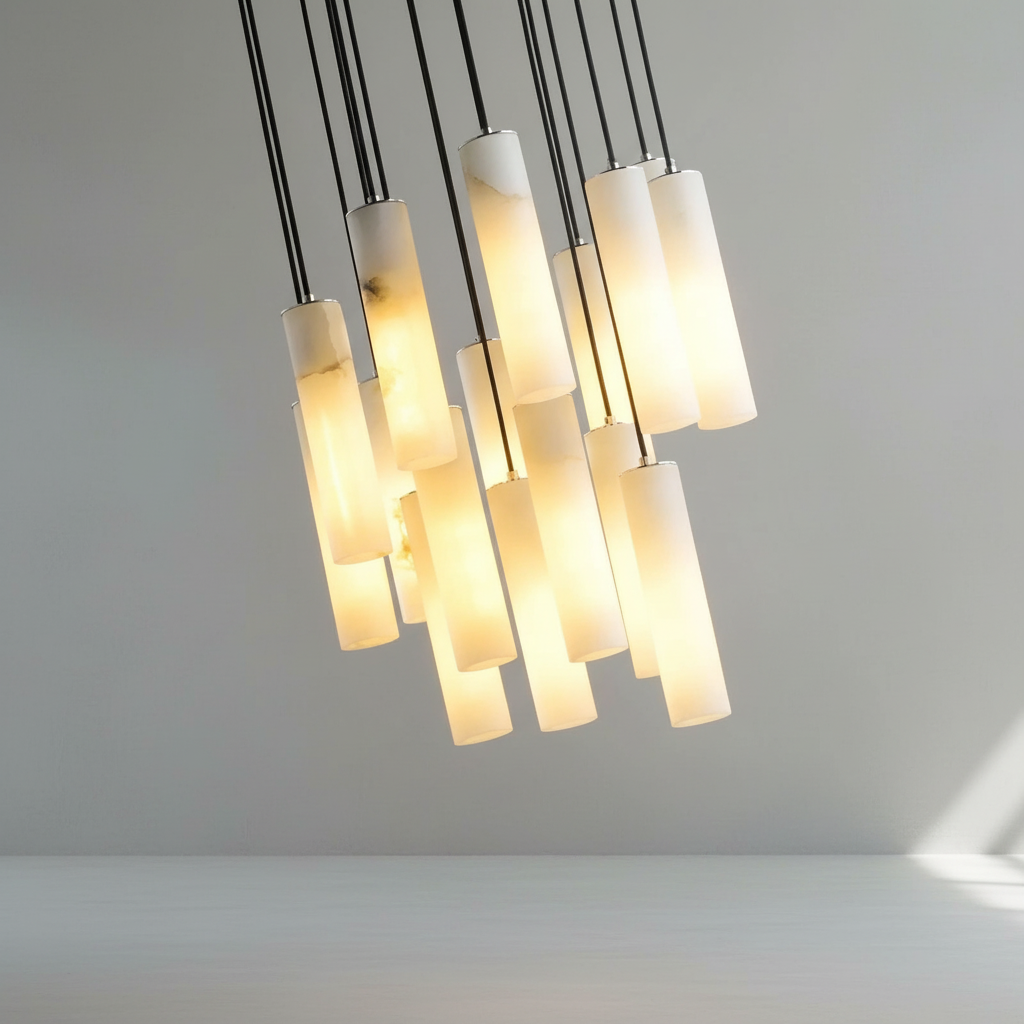 Luster Gaze Veridian Alabaster Cylindrical Chandelier - Background Shot