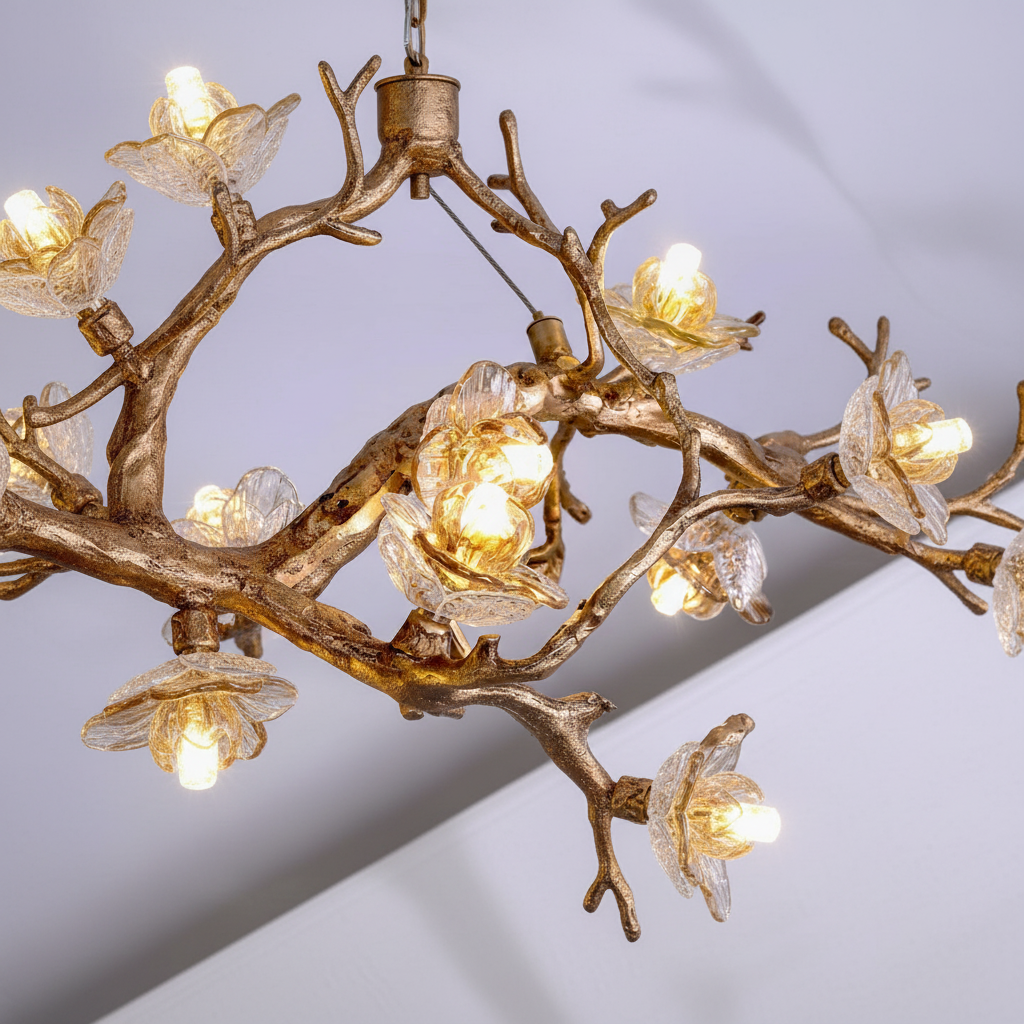 Luster Gaze Verdant Bloom Copper Glass Chandelier - Background Shot
