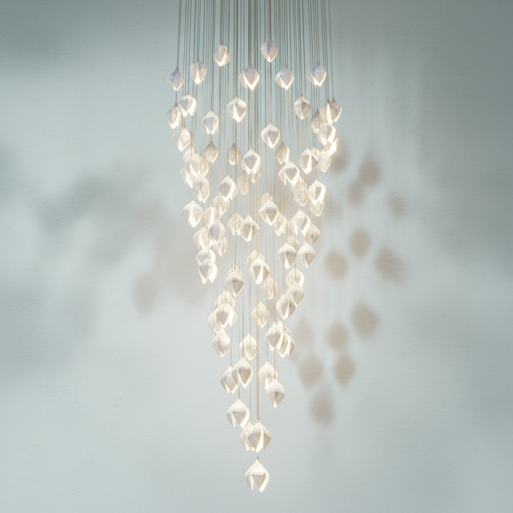 Luster Gaze Porcelain Bloom Cascading Pendant Chandelier - Background Shot