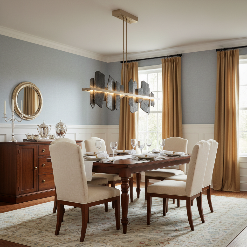 Luster Gaze Aetheria Grand Linear Chandelier - American transitional dining room