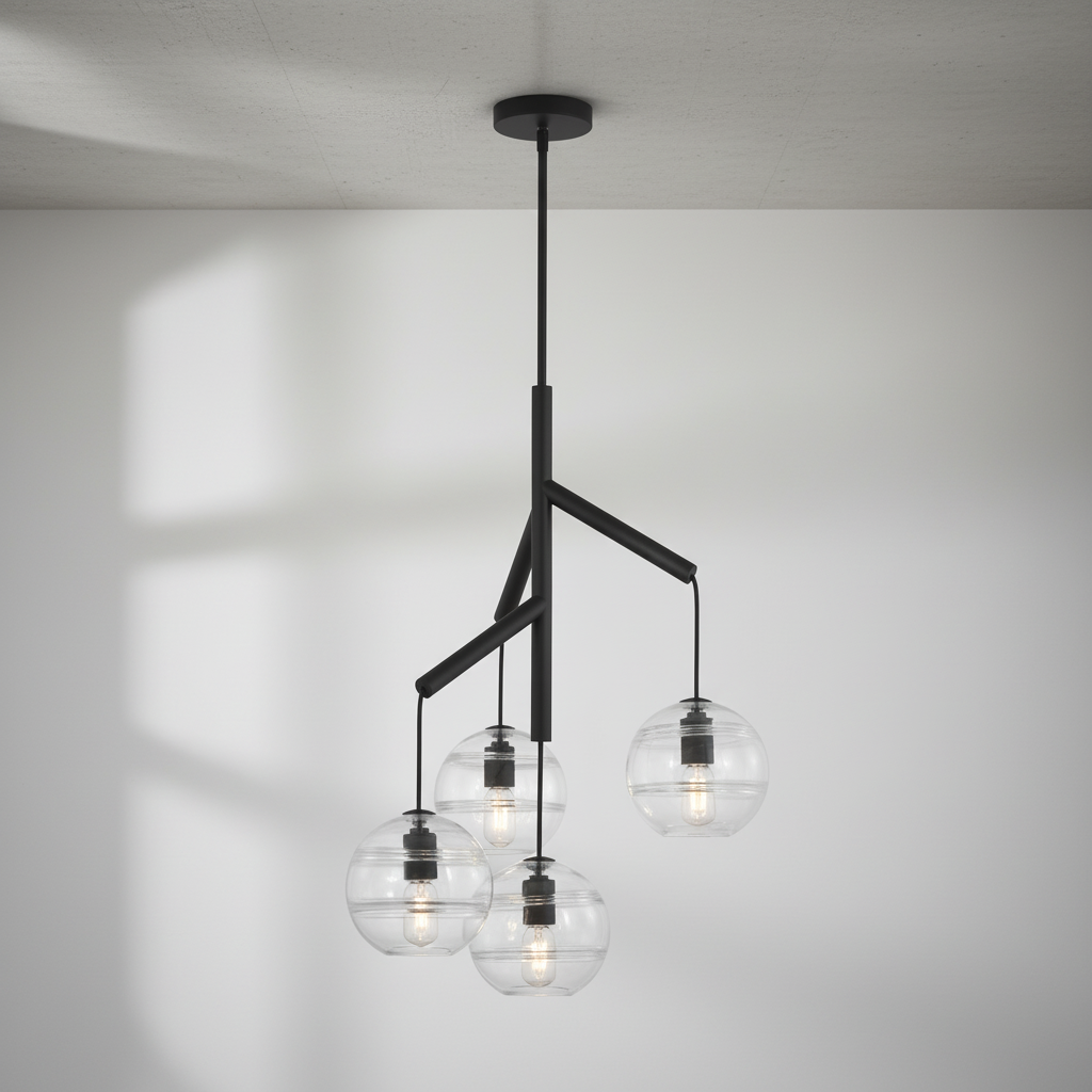 Luster Gaze Veridian Sphere Art Glass Chandelier - Background Shot