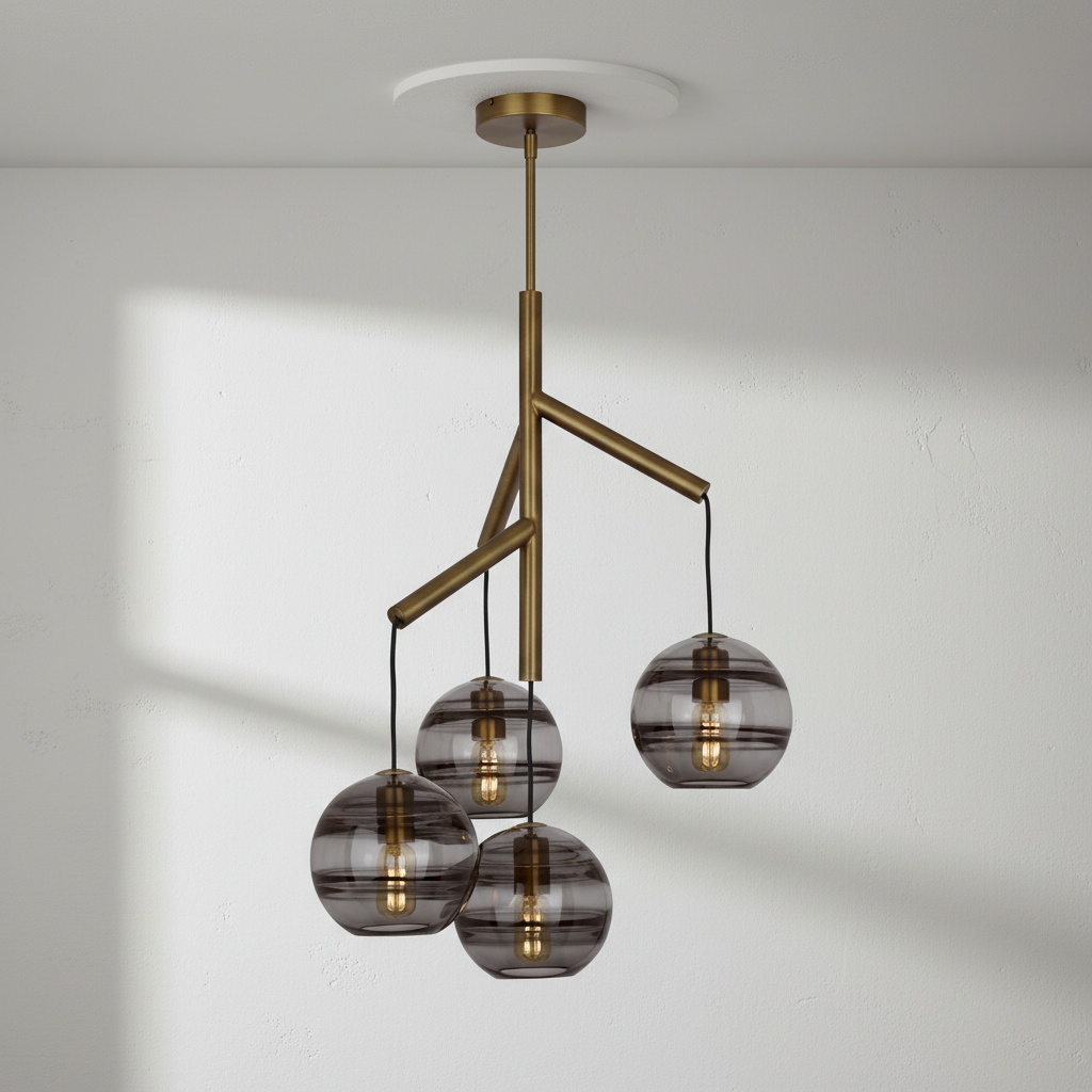 Luster Gaze Veridian Sphere Art Glass Chandelier - Background Shot
