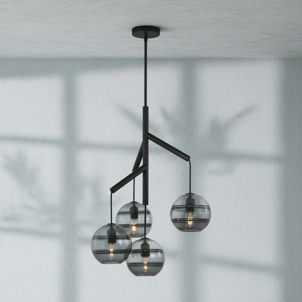 Luster Gaze Veridian Sphere Art Glass Chandelier - Background Shot