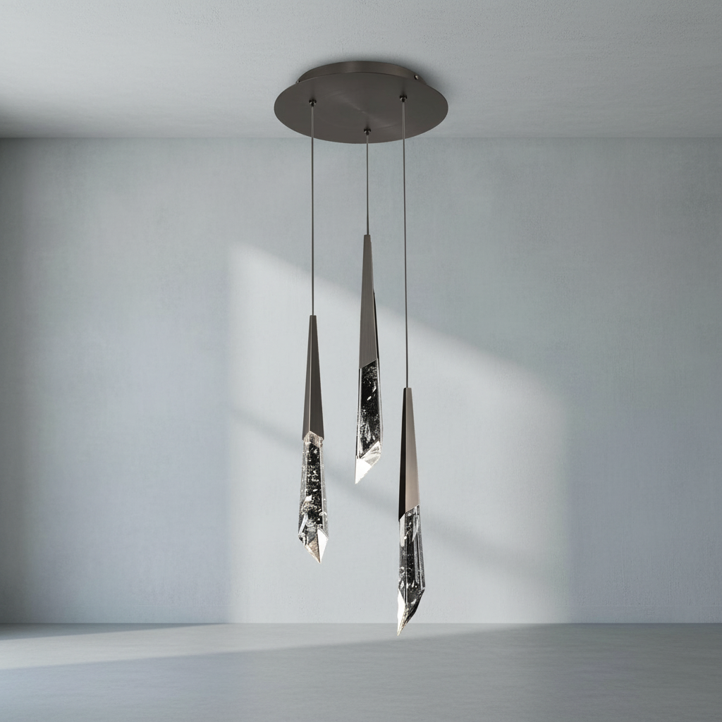Luster Gaze Radiant Shard Round LED Chandelier - Background Shot