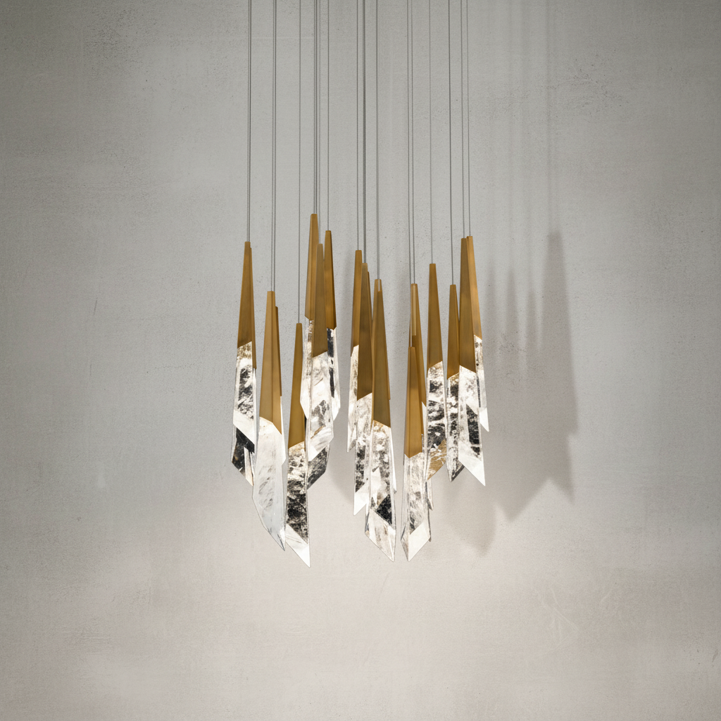 Luster Gaze Radiant Shard Round LED Chandelier - Background Shot