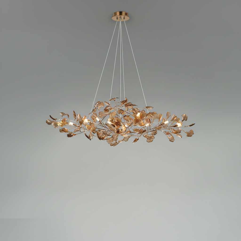 Luster Gaze Colorful Glass Ginkgo Leaf Chandelier - Studio Shot