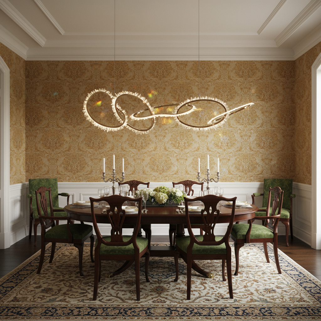 Luster Gaze Kevyn Irregular Rock Crystal Linear Chandelier - formal American dining room