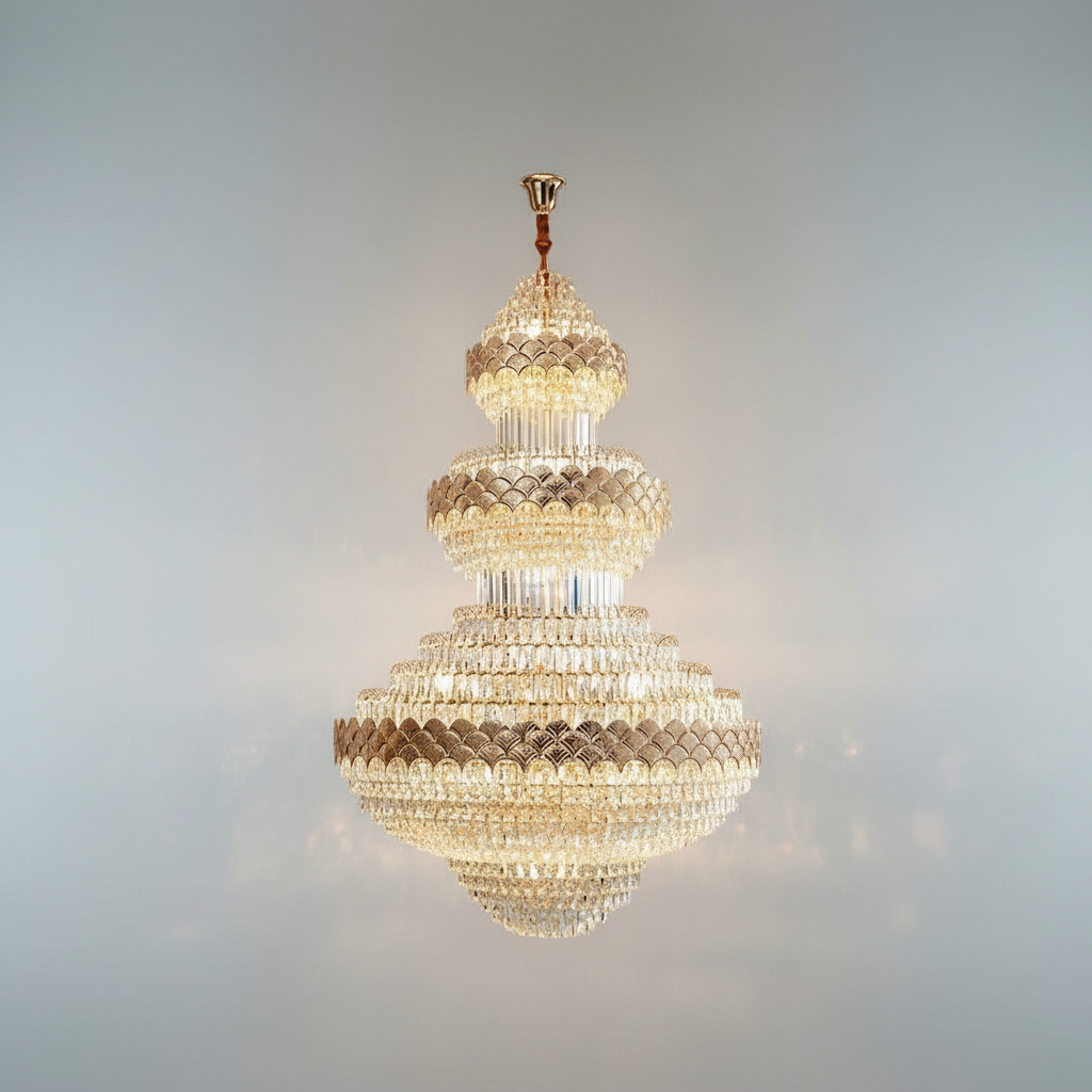 Luster Gaze Extra Large Multi-layers Gold Luxury Crystal Chandelier Modern Empire Decrative Crystal Light For Living Room/Foyer/Staircase - Studio Shot