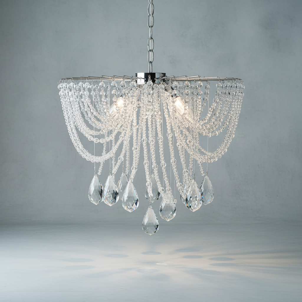 Luster Gaze Radiant Cascade Round LED Chandelier - Background Shot