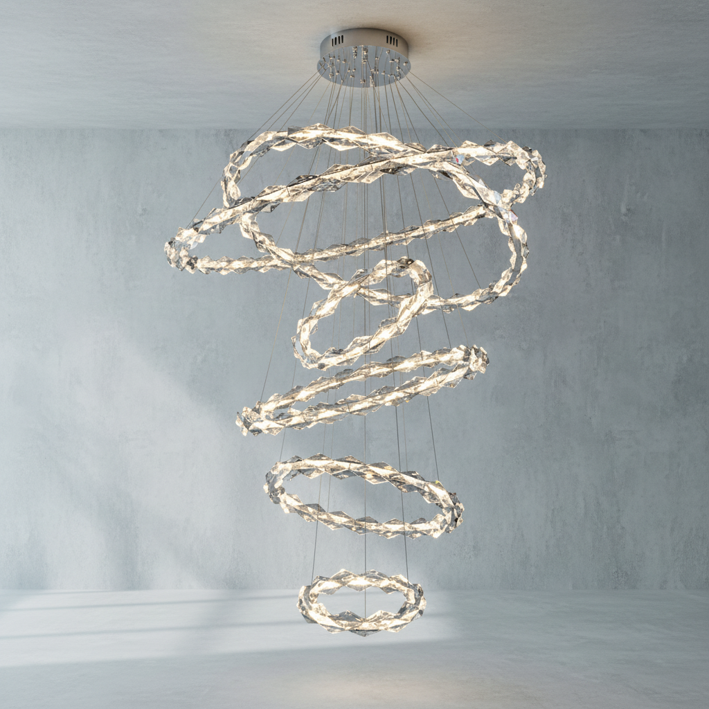 Luster Gaze Grand Tiered Rings Crystal Chandelier - Background Shot