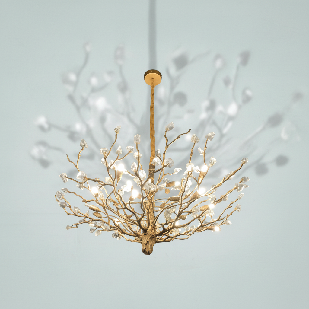 Luster Gaze Gemstone Branch Chandelier with Artistic Design for Bedroom or Living Room - Studio Shot