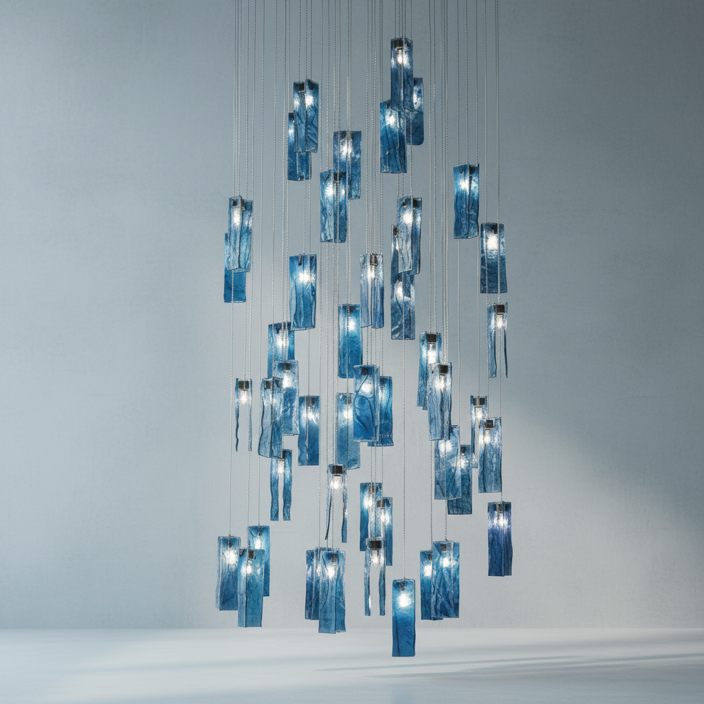 Luster Gaze Prismatic Bloom Rectangle Glass Tile Chandelier - Background Shot