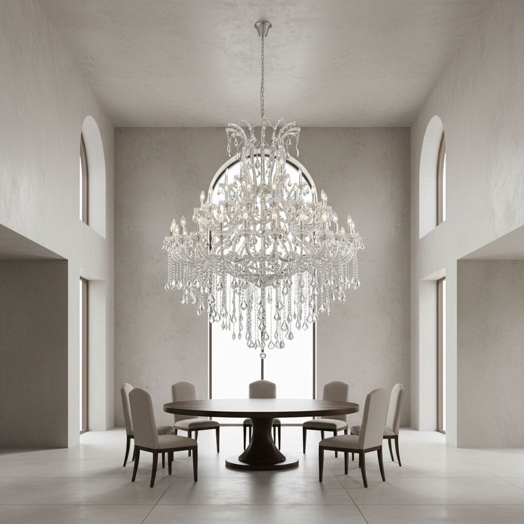 Luster Gaze Grand Lumière Chrome Crystal Candle Chandelier - Background Shot