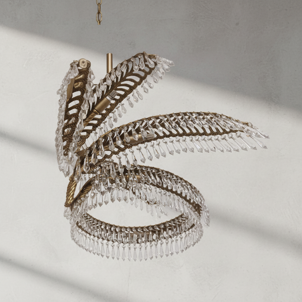 Luster Gaze Veridian Palm Crystal Chandelier - Background Shot