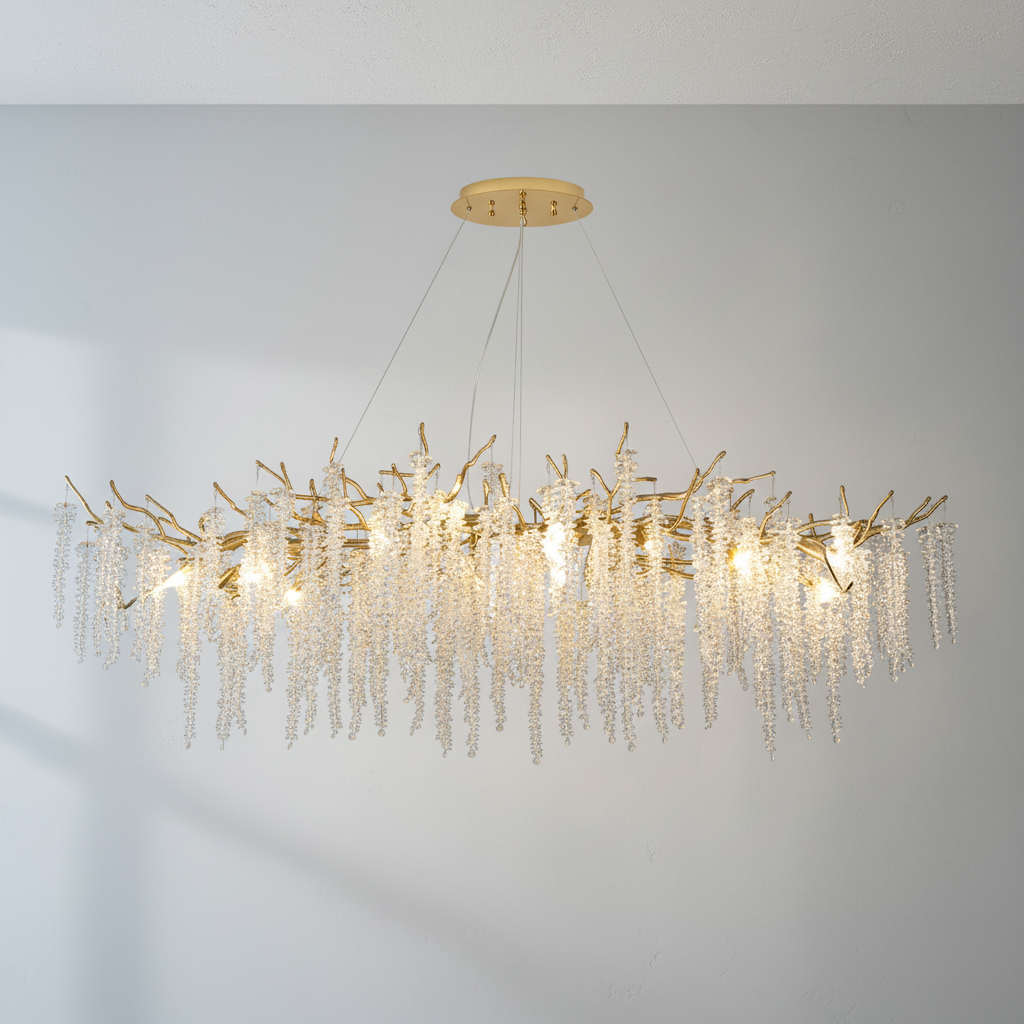 Luster Gaze  Elegant Crystal Icicle Chandelier in Branch Style for Dining Table Use - Studio Shot