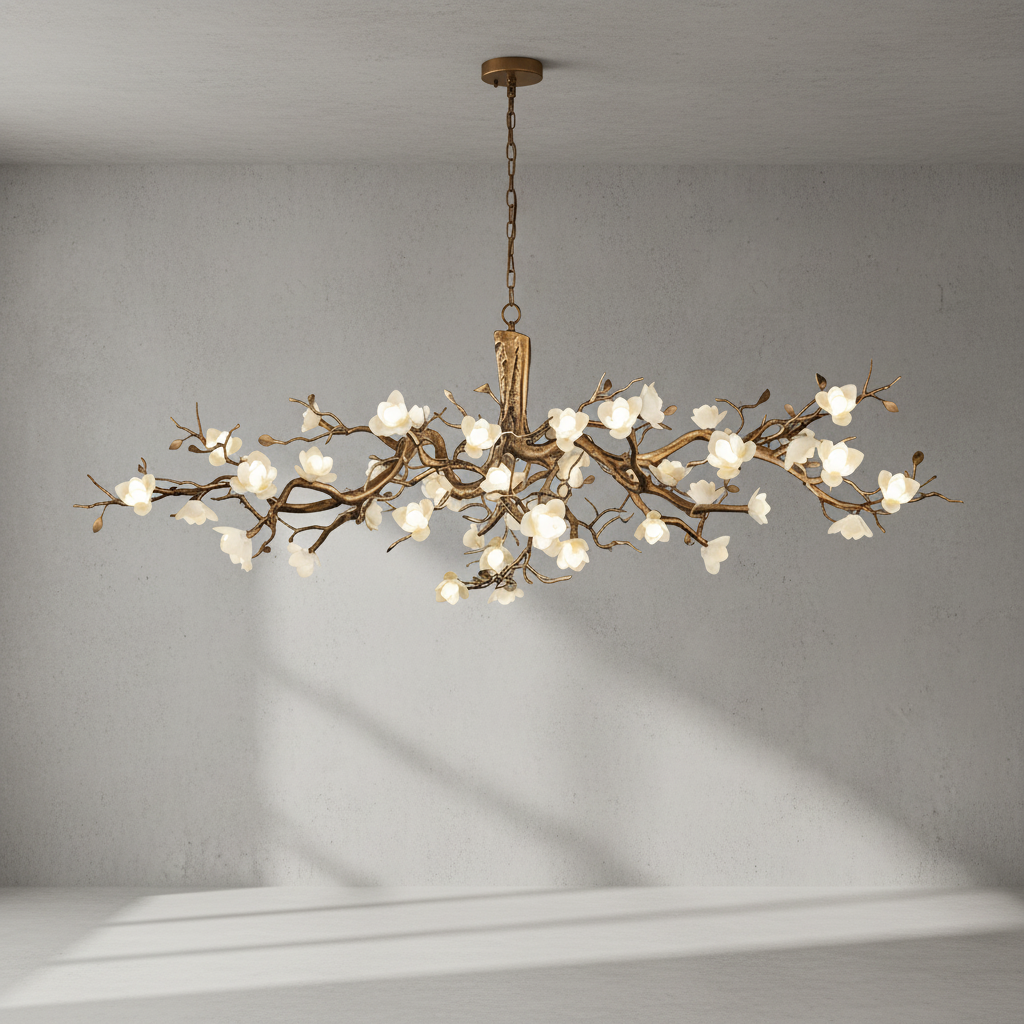 Luster Gaze Botanical Bloom Brass Chandelier - Background Shot