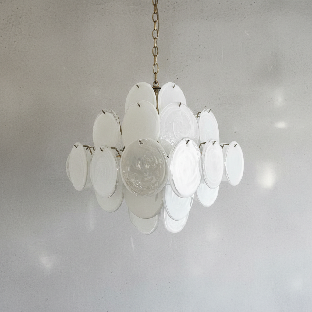 Luster Gaze Luminous Orb White Disc Chandelier - Background Shot
