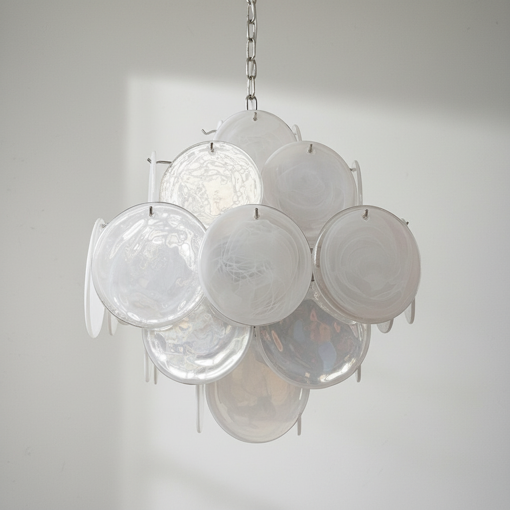 Luster Gaze Luminous Orb White Disc Chandelier - Background Shot