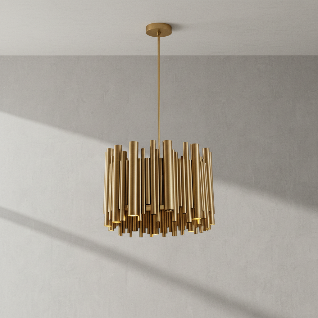 Luster Gaze Aura Stainless Steel Chandelier - Background Shot