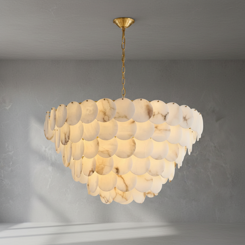 Luster Gaze Alabaster Radiance Round Chandelier - Background Shot
