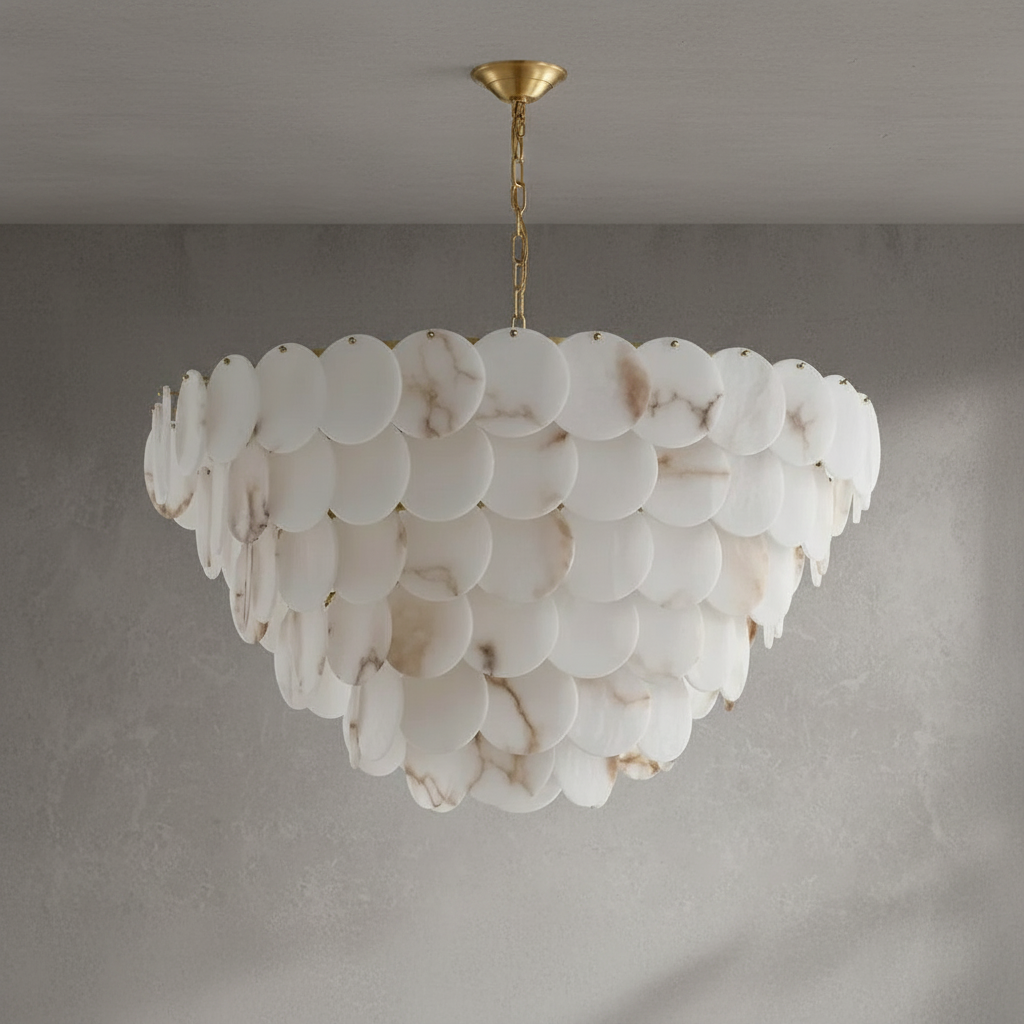 Luster Gaze Alabaster Radiance Round Chandelier - Background Shot
