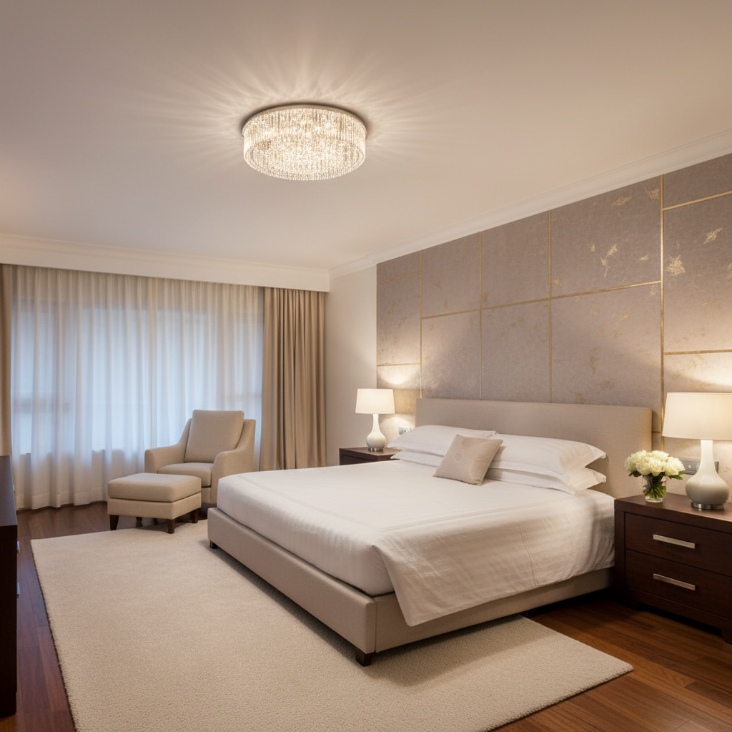 Luster Gaze Radiant Cascade Round/Oval Flush Mount Chandelier - American guest bedroom