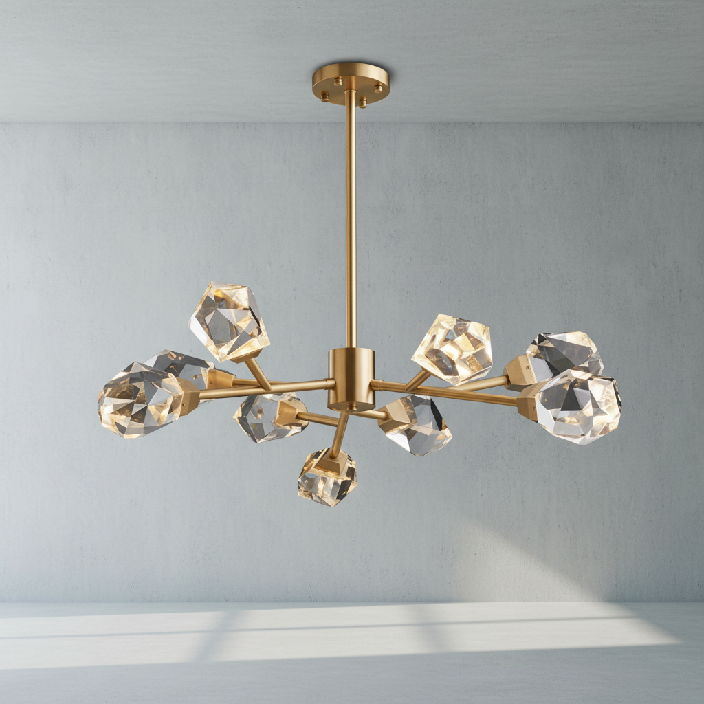 Luster Gaze Radiant Prism Brass Chandelier - Background Shot