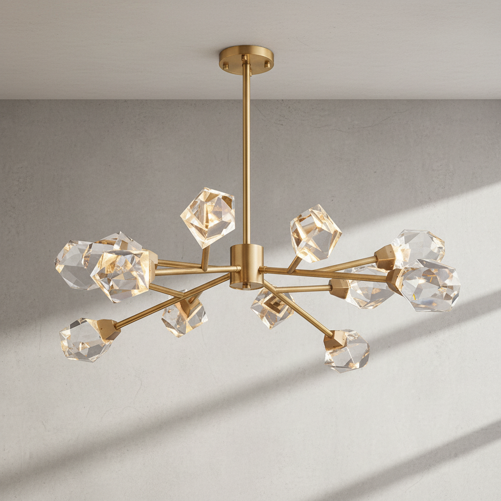 Luster Gaze Radiant Prism Brass Chandelier - Background Shot