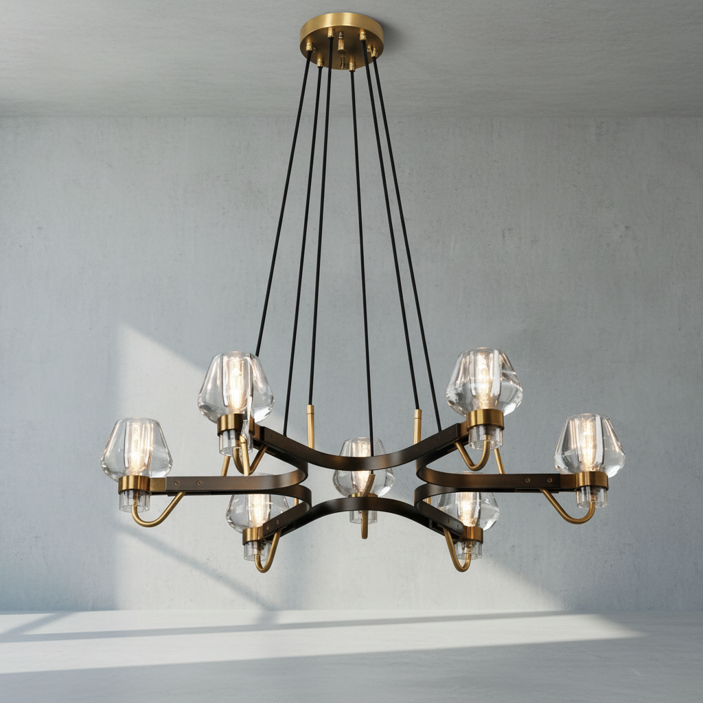 Luster Gaze Aura Branching Brass Chandelier - Background Shot