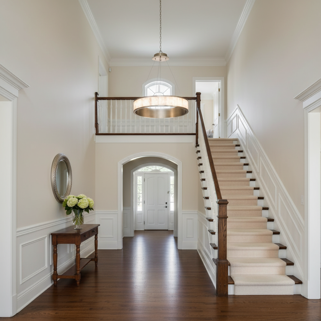 Luster Gaze Luminous Halo Round Ring LED Chandelier - elegant American entryway with arched doorway