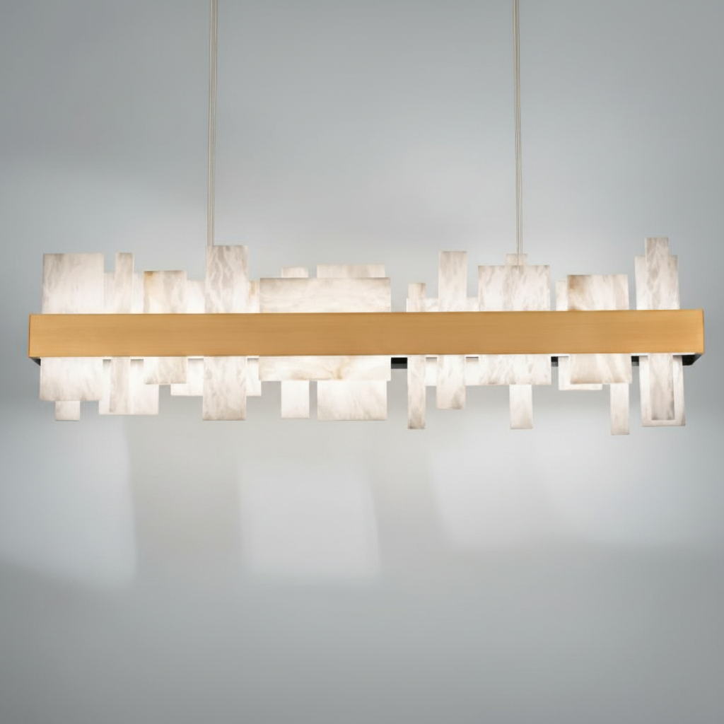 Luster Gaze Veridian Bloom LED Linear Chandelier - Background Shot