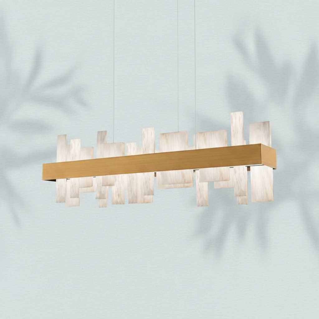 Luster Gaze Veridian Bloom LED Linear Chandelier - Background Shot