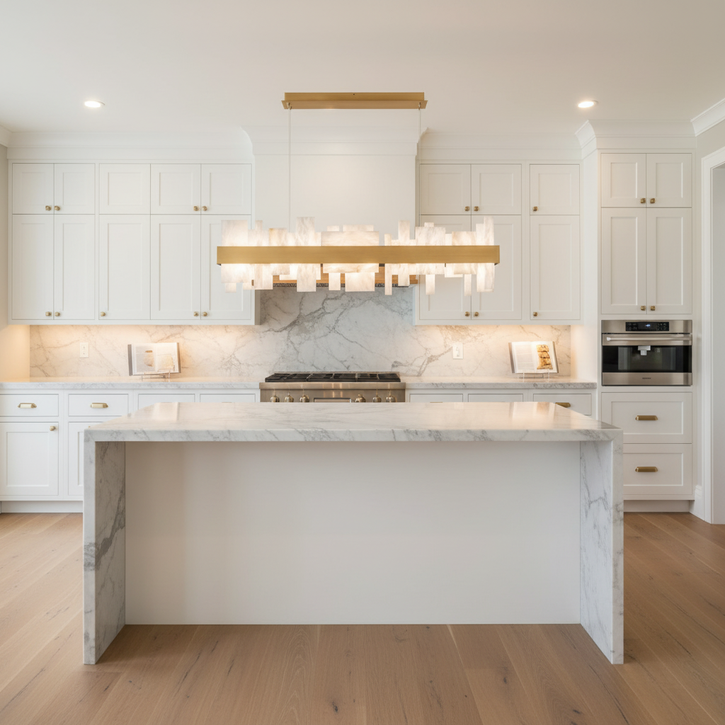 Luster Gaze Veridian Bloom LED Linear Chandelier - upscale American kitchen