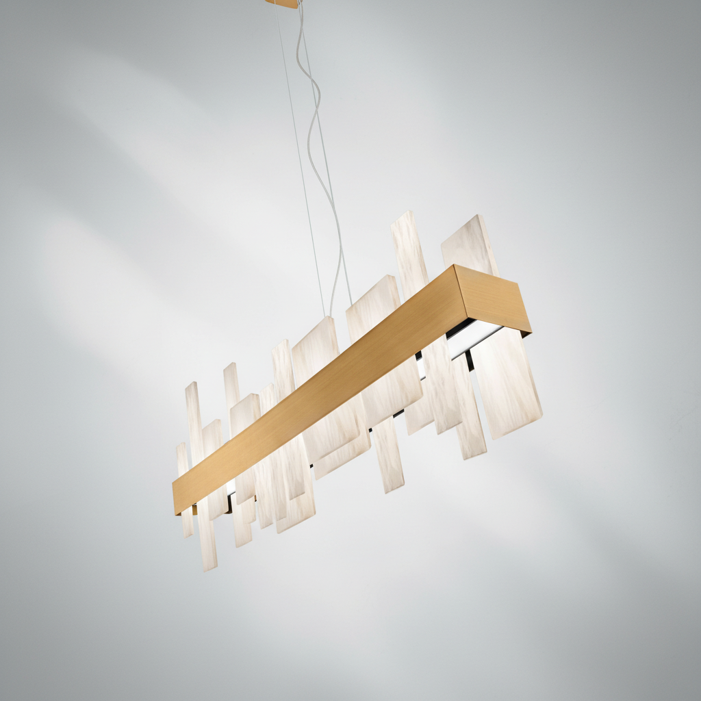 Luster Gaze Alabaster Acropolis LED Linear Chandelier - Studio Shot