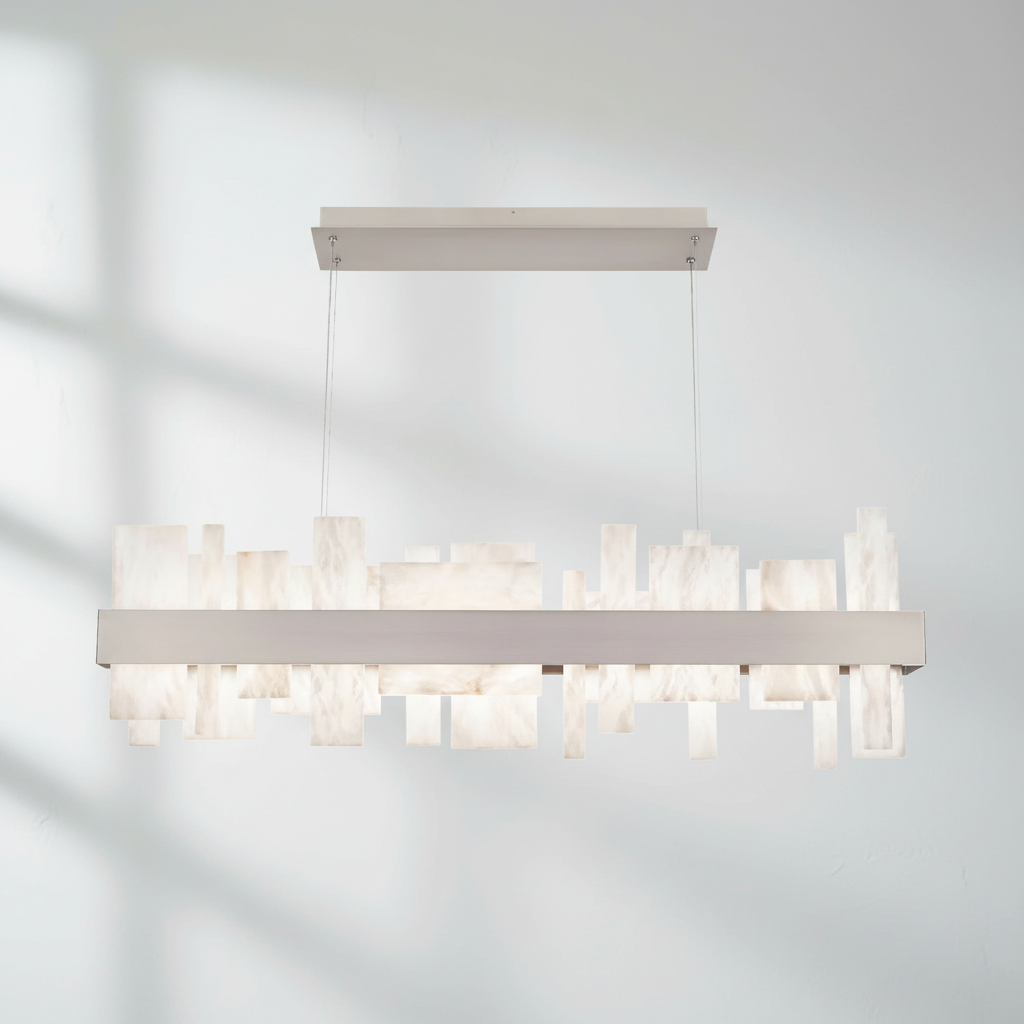 Luster Gaze Alabaster Acropolis LED Linear Chandelier - Studio Shot