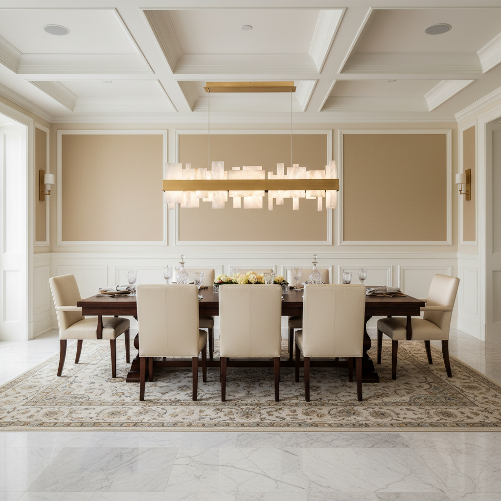 Luster Gaze Alabaster Acropolis LED Linear Chandelier - formal American dining room
