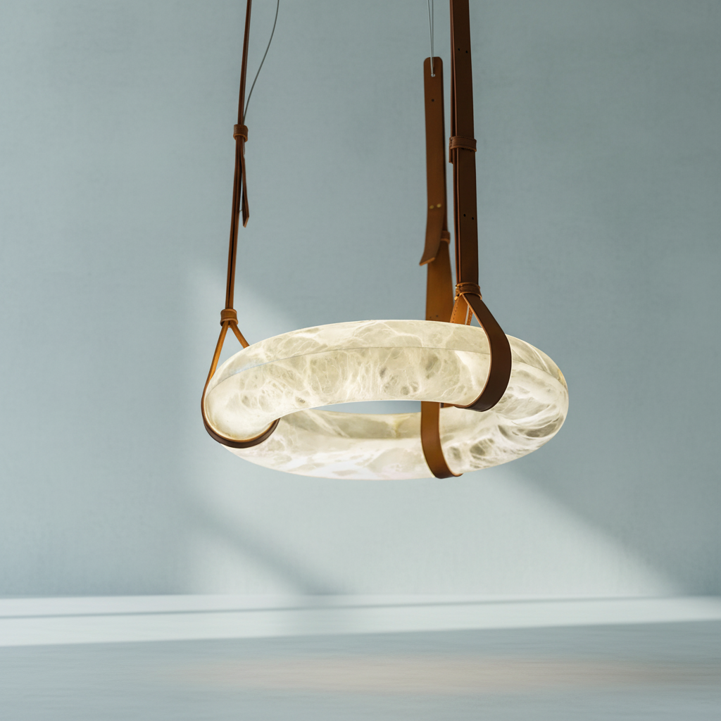 Luster Gaze Alabaster Halo LED Chandelier - Background Shot