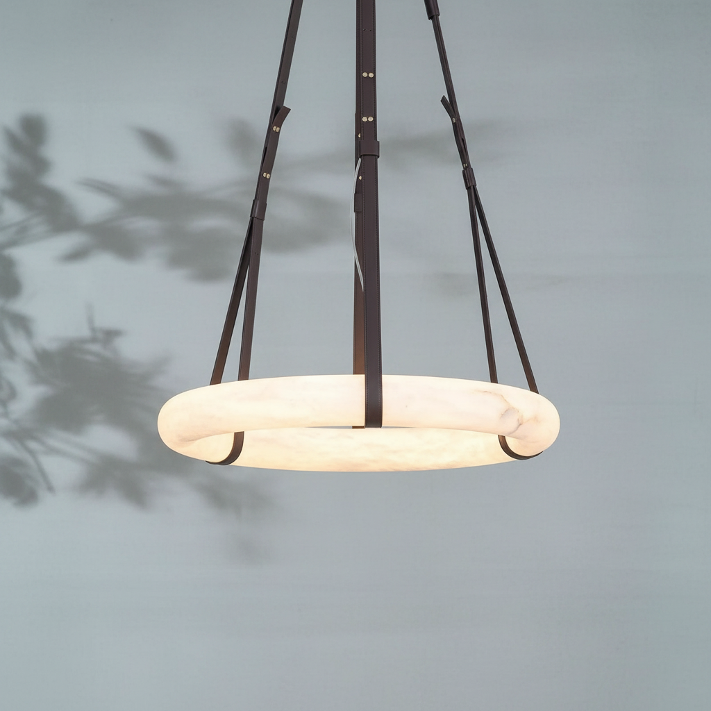 Luster Gaze Alabaster Halo LED Chandelier - Background Shot