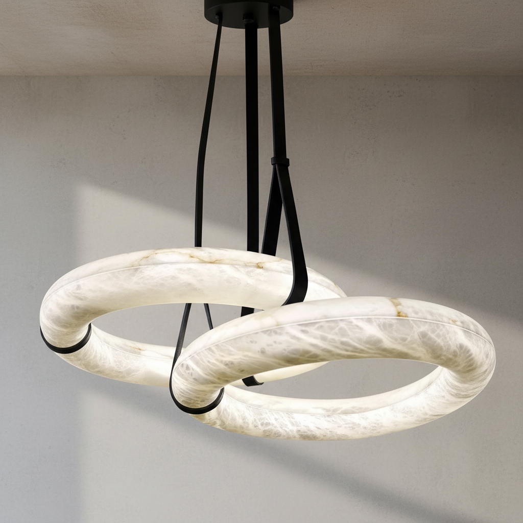 Luster Gaze Alabaster Halo LED Chandelier - Background Shot