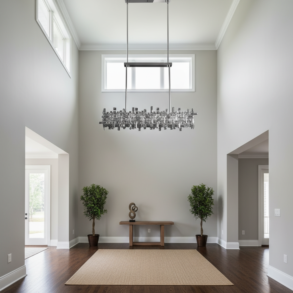 Luster Gaze Sculpted Crystal Block Rectangular Chandelier - Background Shot