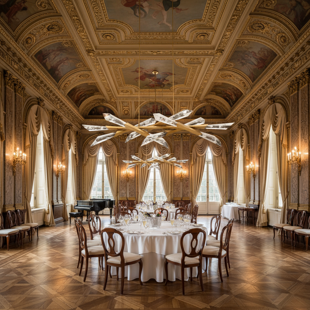 Luster Gaze Aura Grandeur Linear Chandelier - American ballroom or formal entertaining space