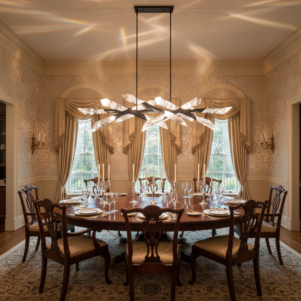 Luster Gaze Axel Linear Chandelier 60" - formal American dining room
